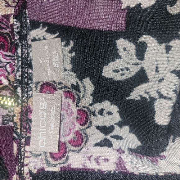 Chico's Royal Damask Purple and Black Shift Dress 16 - Picture 7 of 7